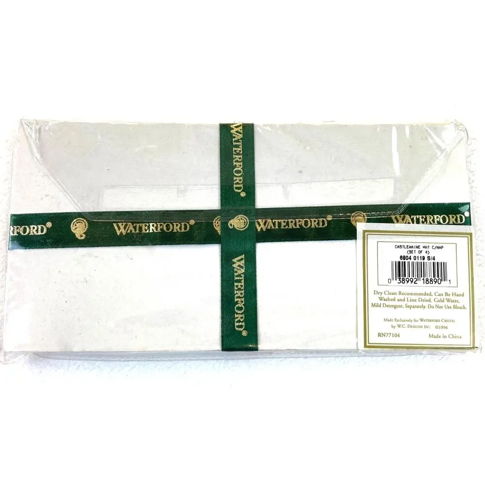 Waterford Cloth Linen Cocktail Napkins 4/PK, Lace, Linen NIP
